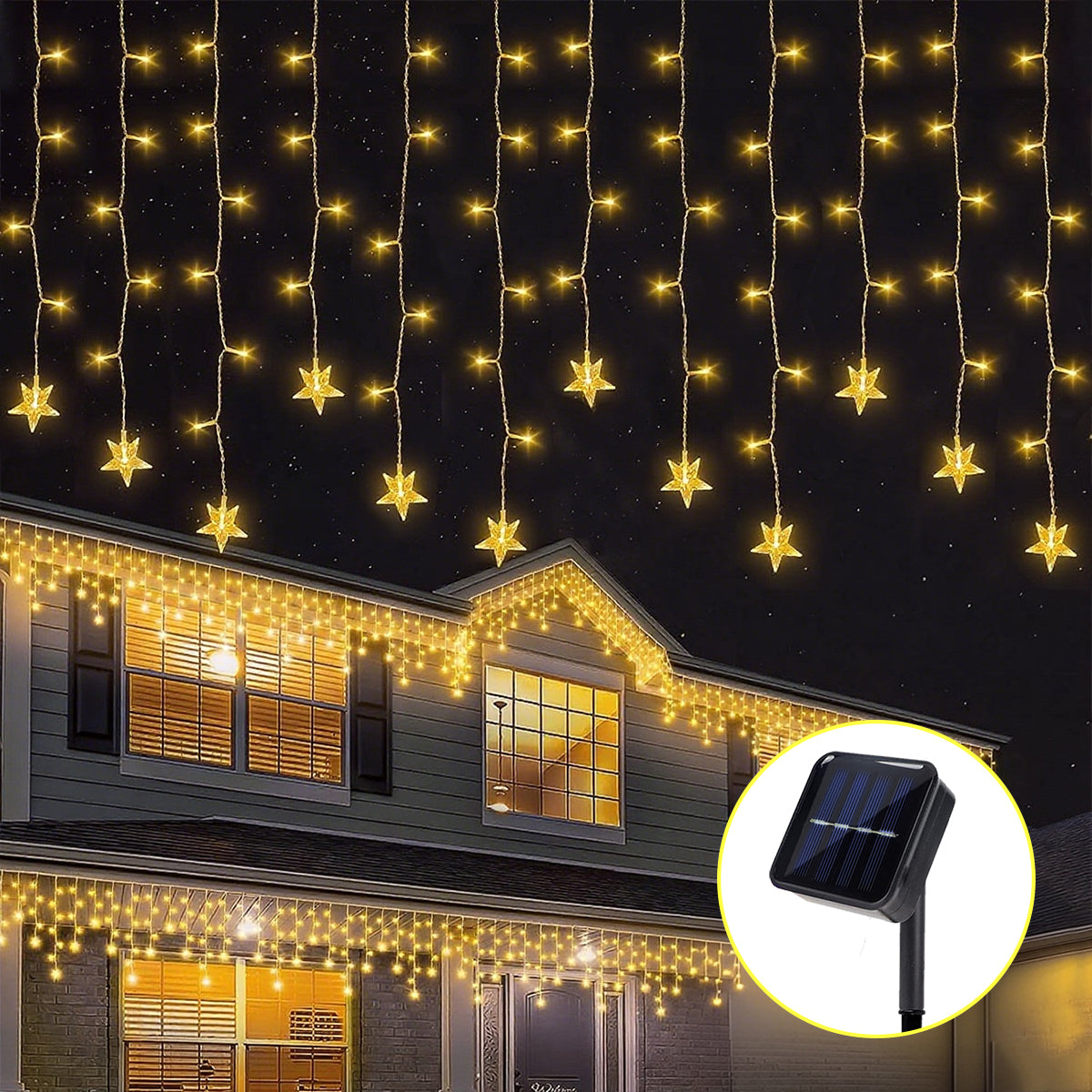 Outdoor Fairy Christmas Lamp, Solar LED Ice Crystal String Lights for Garden Wedding Party Decoration