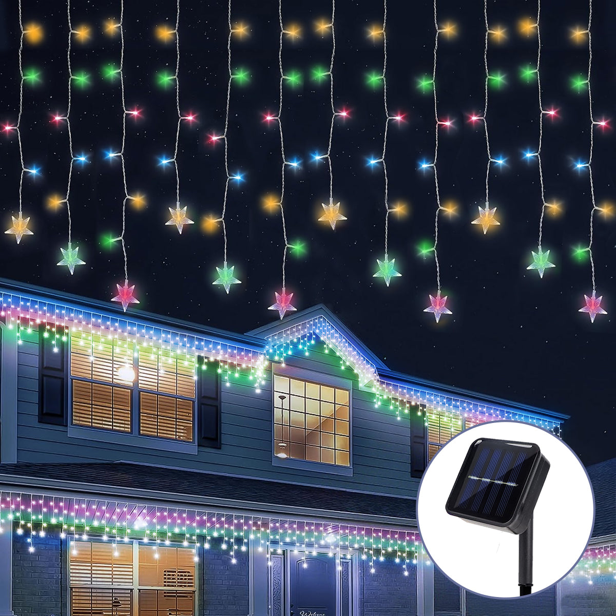 Outdoor Fairy Christmas Lamp, Solar LED Ice Crystal String Lights for Garden Wedding Party Decoration