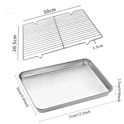 Premium 304 Stainless Steel Baking  Cooling Tray Set For Oven Grill And BBQ 8