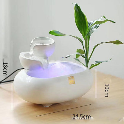 Ceramic Fountain Hydroponic Vase Waterfall Calming Fish Tank Water Feature For Office Home Decor Po