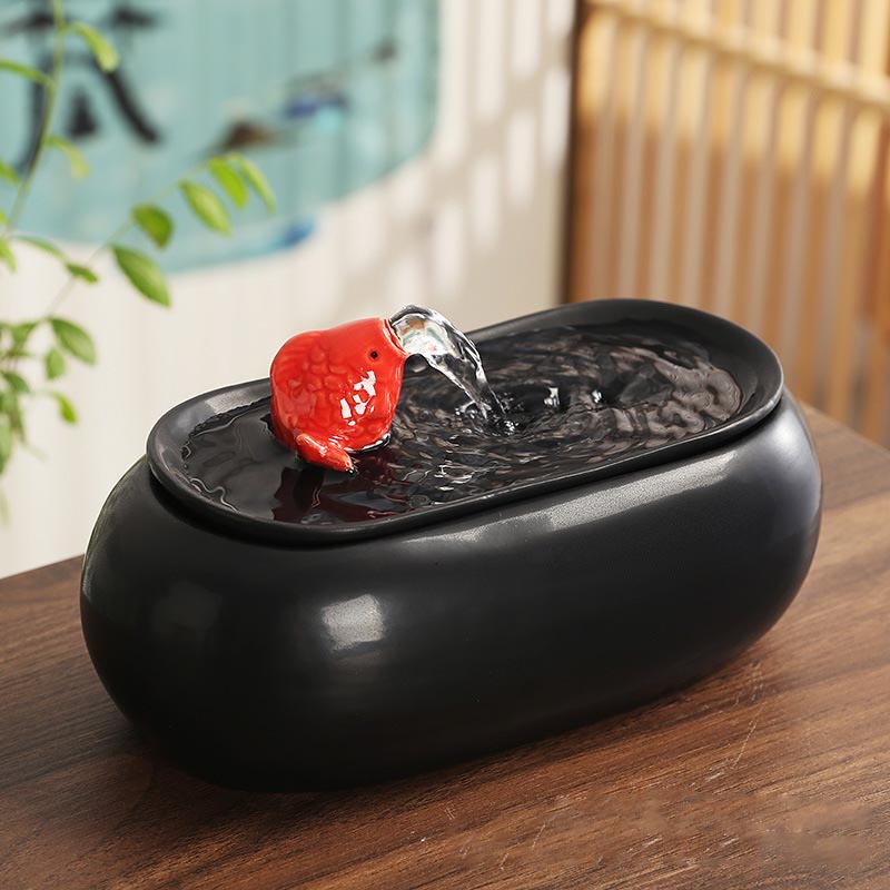 Ceramic Fountain Hydroponic Vase Waterfall Calming Fish Tank Water Feature For Office Home Decor Po