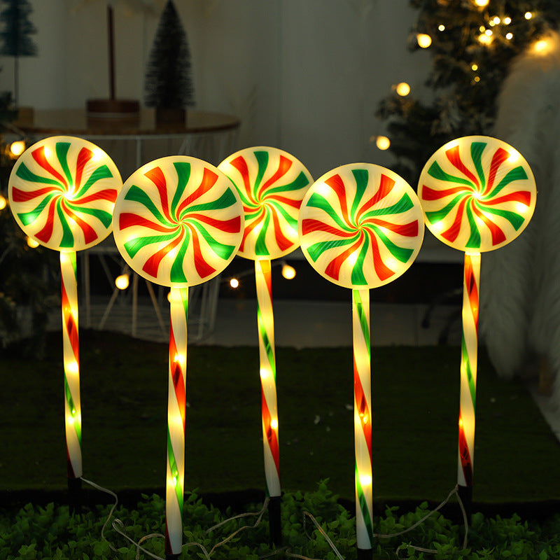 Candy Cane Stake Lights, Christmas Solar Pathway Lights, Waterproof Holiday Decorations Lawn Light