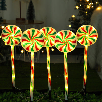 Candy Cane Stake Lights, Christmas Solar Pathway Lights, Waterproof Holiday Decorations Lawn Light