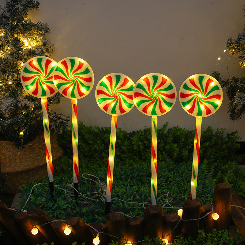 Candy Cane Stake Lights Christmas Solar Pathway Lights Waterproof Holiday Decorations Lawn Light 2