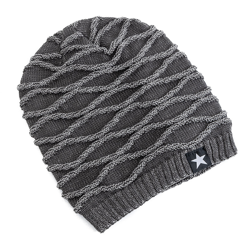 Slouchy Unisex Winter Hat With Fur Lining Fivepointed Star Decor Warm Beanie Cap For Men And Women  4