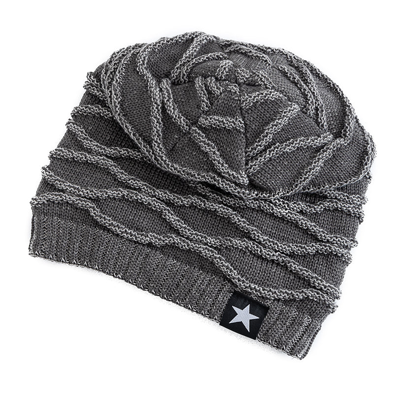 Slouchy Unisex Winter Hat With Fur Lining Fivepointed Star Decor Warm Beanie Cap For Men And Women  3