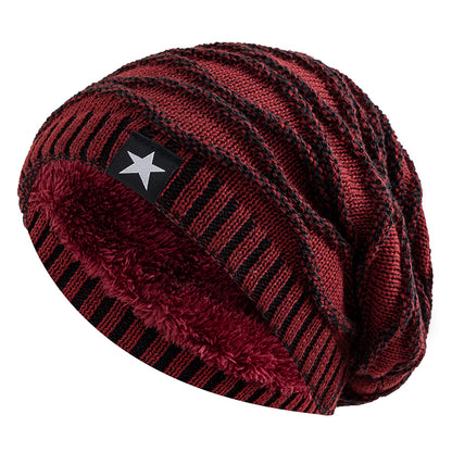 Slouchy Unisex Winter Hat With Fur Lining Fivepointed Star Decor Warm Beanie Cap For Men And Women  7