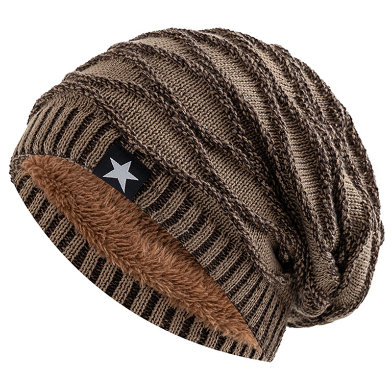 Slouchy Unisex Winter Hat With Fur Lining Fivepointed Star Decor Warm Beanie Cap For Men And Women  9