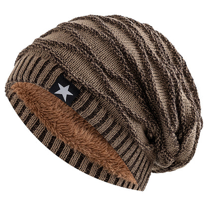 Slouchy Unisex Winter Hat With Fur Lining Fivepointed Star Decor Warm Beanie Cap For Men And Women  9