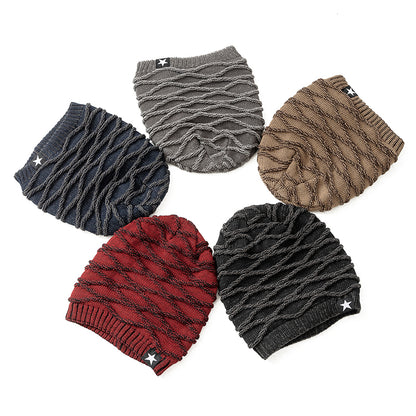Slouchy Unisex Winter Hat With Fur Lining Fivepointed Star Decor Warm Beanie Cap For Men And Women  1
