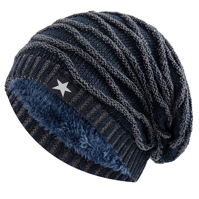 Slouchy Unisex Winter Hat With Fur Lining Fivepointed Star Decor Warm Beanie Cap For Men And Women  10