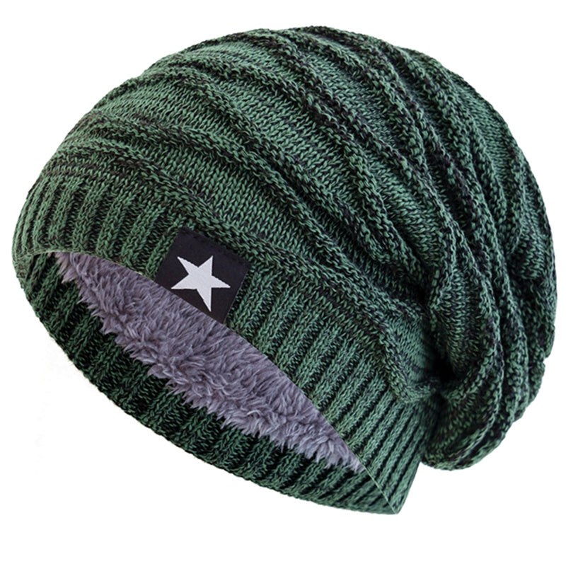 Slouchy Unisex Winter Hat With Fur Lining Fivepointed Star Decor Warm Beanie Cap For Men And Women  11