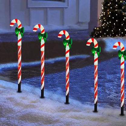 Solar Christmas Candy Cane Lights, Waterproof Pathway Decoration for Yard