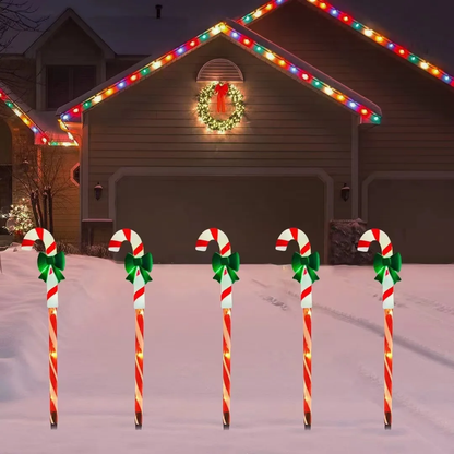 Solar Christmas Candy Cane Lights Waterproof Pathway Decoration For Yard 1