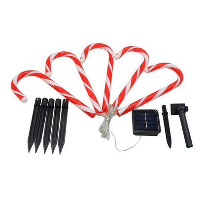 Solar Christmas Candy Cane Lights Waterproof Pathway Decoration For Yard 5