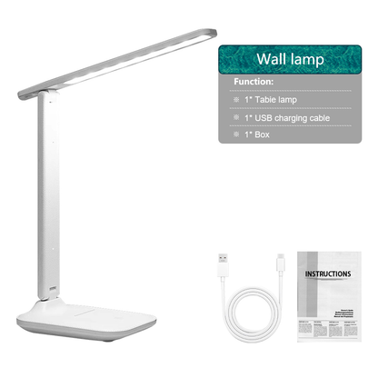 USB Rechargeable LED Desk Lamp With Dual Heads Touch Control Eye Protection Brightness Modes 5