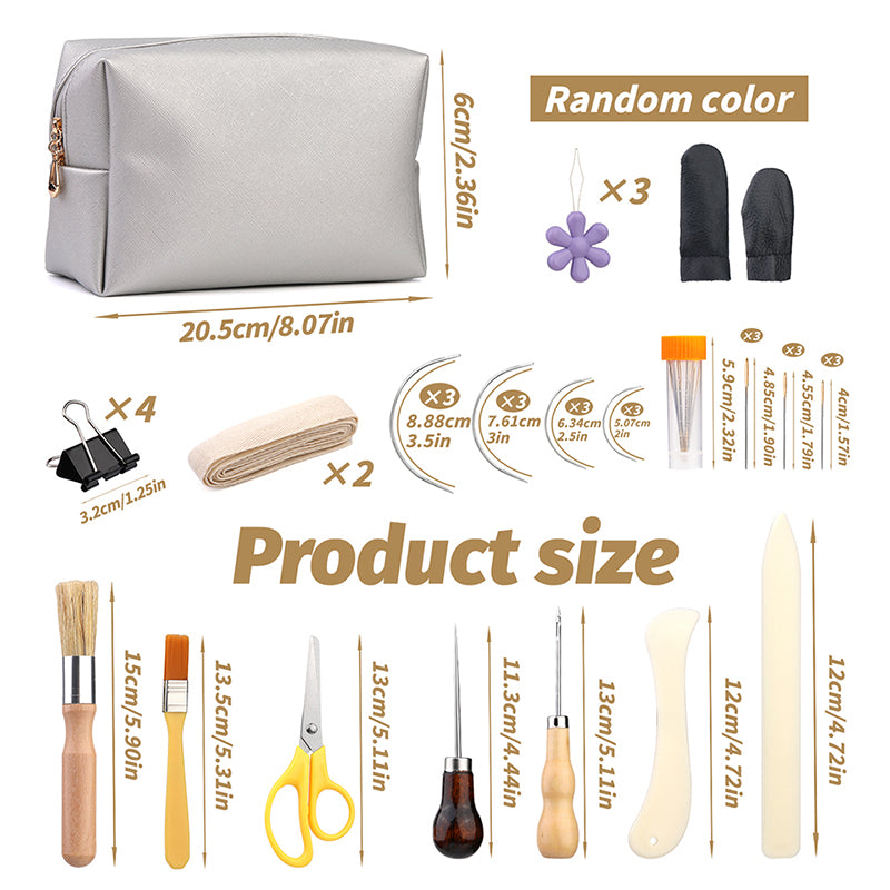 DIY Crafts Bookbinding Tools Kit with Paper Awl, Curved Needles, Wax Thread & Ruler