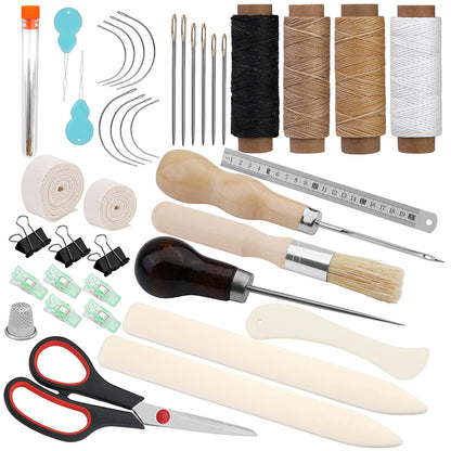 DIY Crafts Bookbinding Tools Kit with Paper Awl, Curved Needles, Wax Thread & Ruler