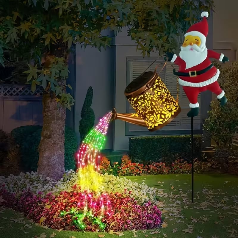 Garden Lawn Christmas Lights Solar Santa Claus Kettle Lamp Solar Night Lights For Outdoors 4