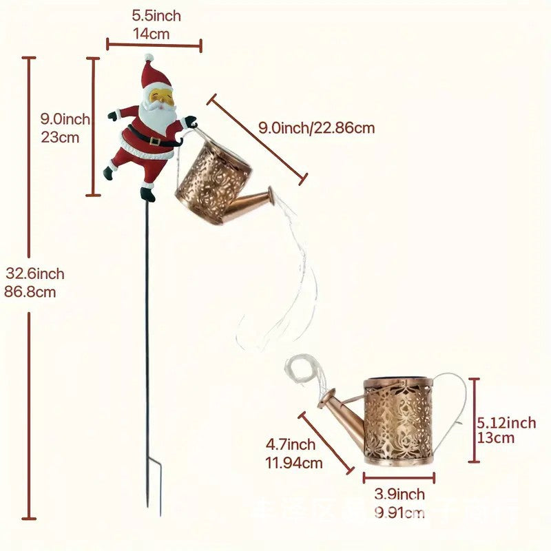 Garden Lawn Christmas Lights Solar Santa Claus Kettle Lamp Solar Night Lights For Outdoors 5
