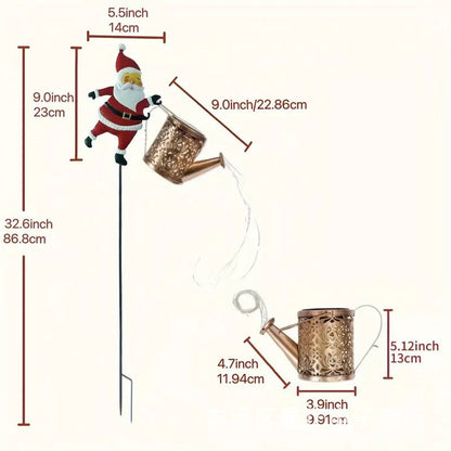 Garden Lawn Christmas Lights Solar Santa Claus Kettle Lamp Solar Night Lights For Outdoors 5