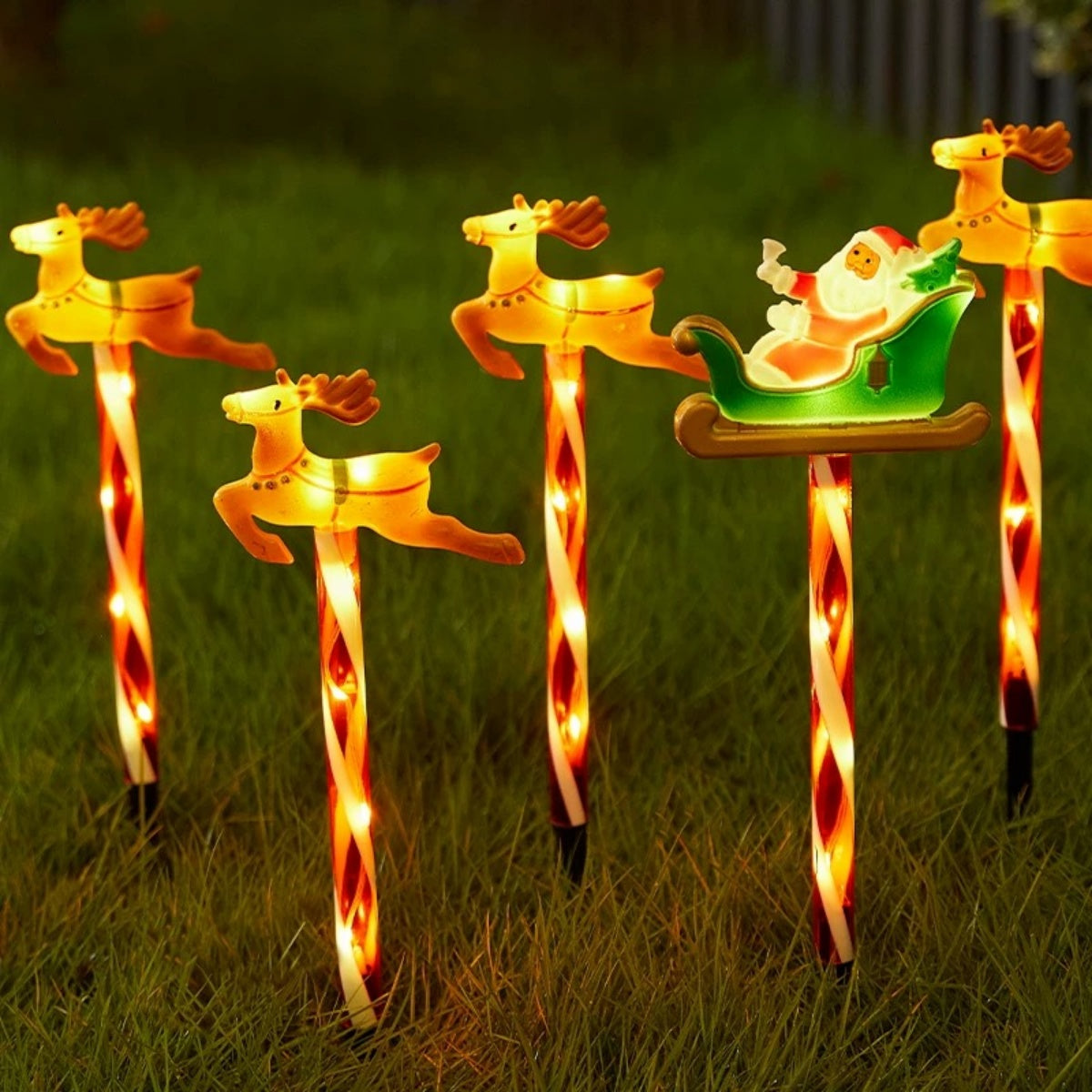 Deer Pulling Car Santa Claus Holiday Decoration, Outdoor Lawn Lights Grounding Atmosphere Ornament
