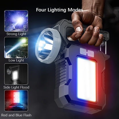 Powerful Solar Flashlight Searchlight Outdoor Camping Lamp With COB Work Light For Hiking And Fishi 2