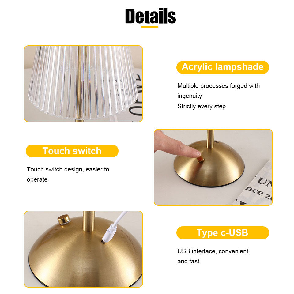 Rechargeable LED Table Lamp Touch Sensor Nordic Interior Night Light Bedside Lamp For Bedroom Hotel 4