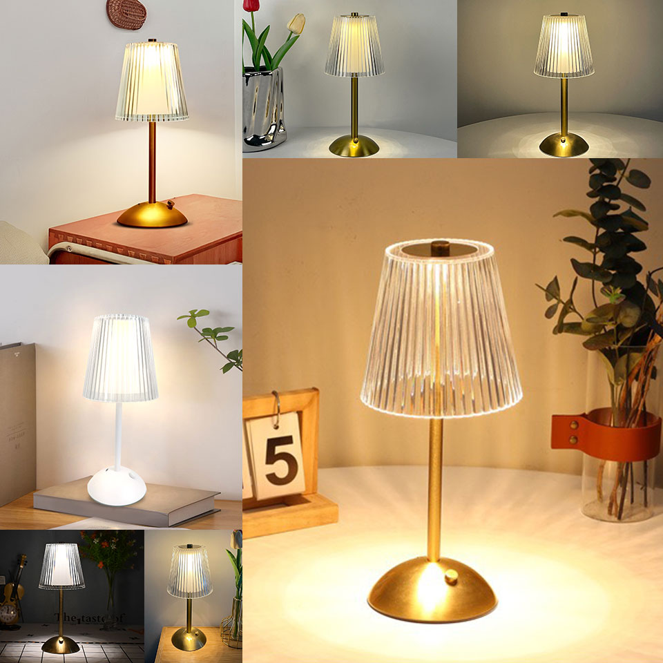 Rechargeable LED Table Lamp, Touch Sensor, Nordic Interior Night Light, Bedside Lamp for Bedroom, Hotel, Bar