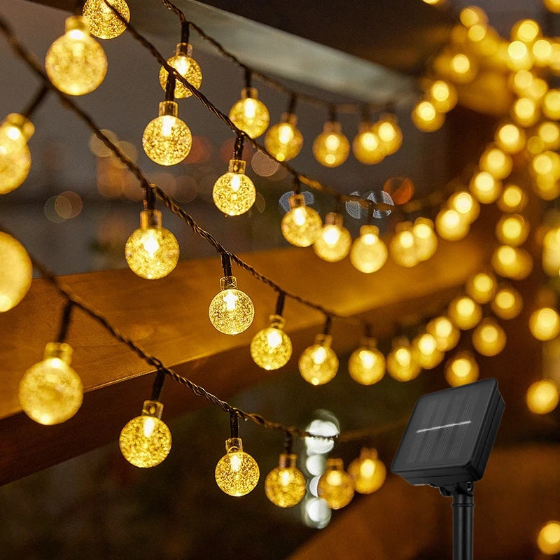 Solar Crystal Ball LED Light String, Outdoor Waterproof LED, Holiday Garden Decor