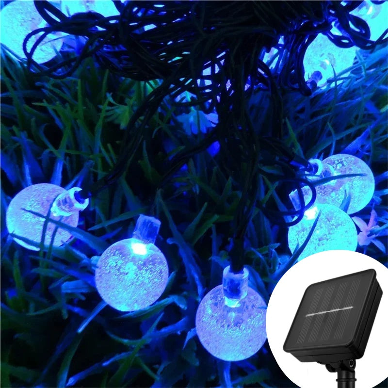 Solar Crystal Ball LED Light String Outdoor Waterproof LED Holiday Garden Decor 2