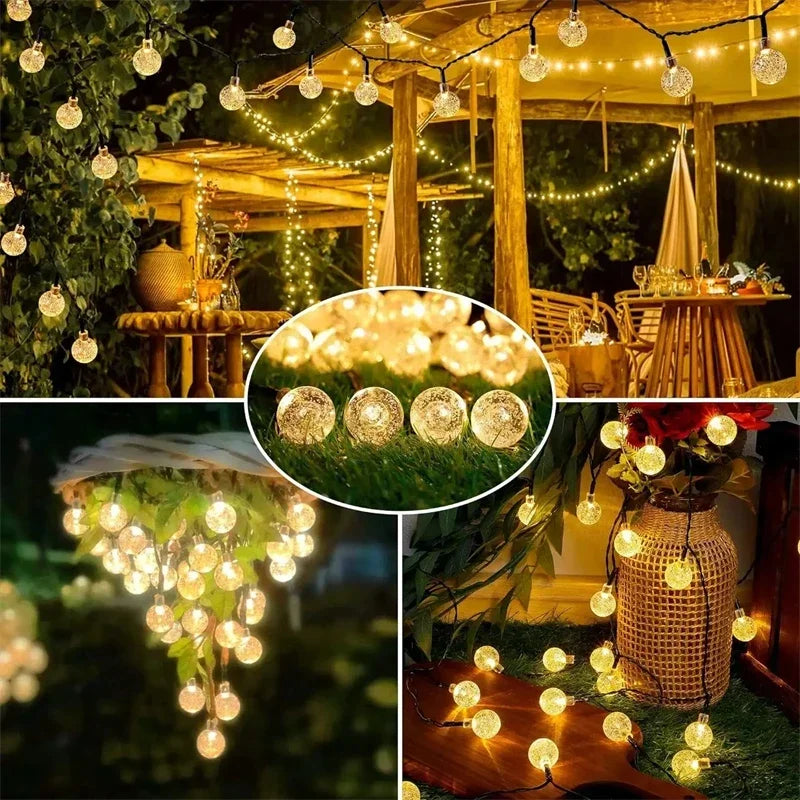 Solar Crystal Ball LED Light String Outdoor Waterproof LED Holiday Garden Decor 4