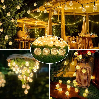 Solar Crystal Ball LED Light String Outdoor Waterproof LED Holiday Garden Decor 4