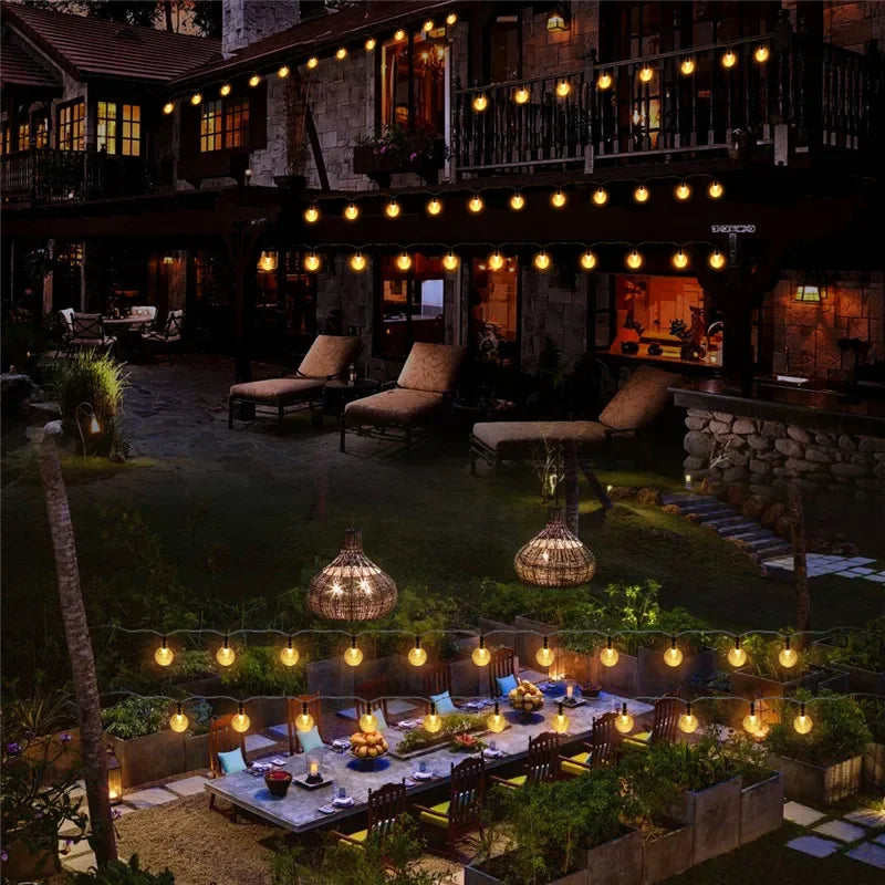 Solar Crystal Ball LED Light String Outdoor Waterproof LED Holiday Garden Decor 5