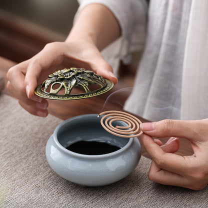 Ceramic Tea Set One Pot Four Cups Sandalwood Stove With Incense Burner Gift Box For Ceremony 4
