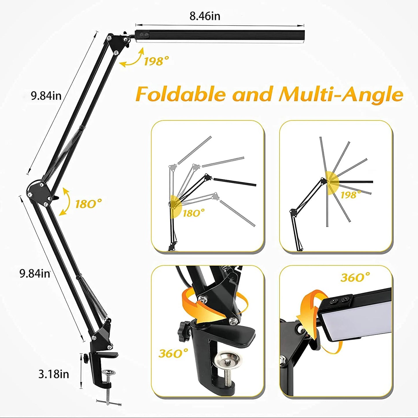 Adjustable Metal Swing Arm Desk Lamp With Clamp Eye Caring Architect Desk Light Color Modes With Me 1