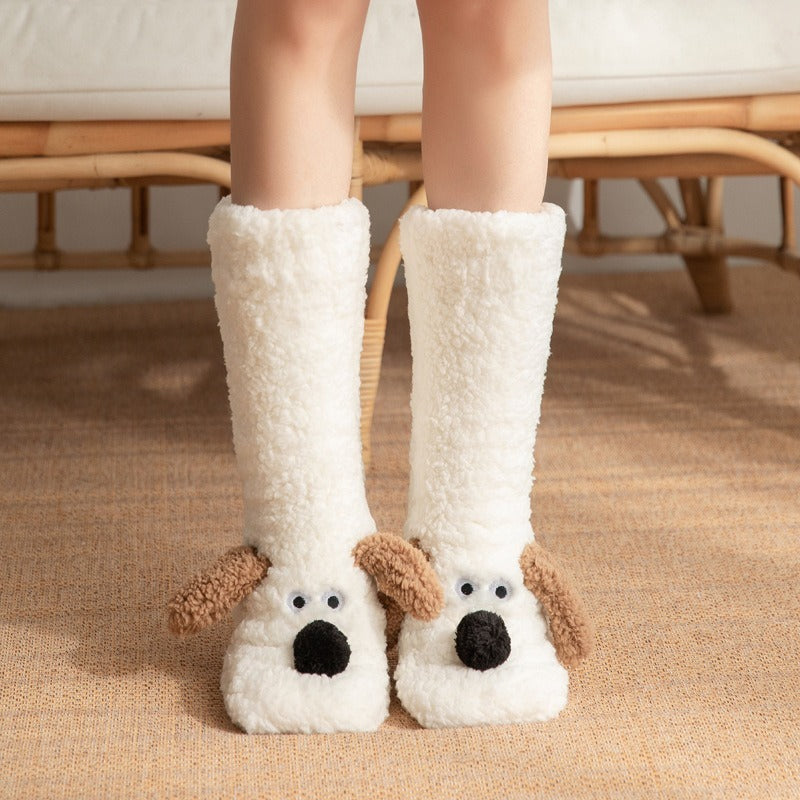Cartoon Adult Sleep Socks Winter Socks New Dog Snow Socks Carpet Slippers Socks Leg Covers Christma 6