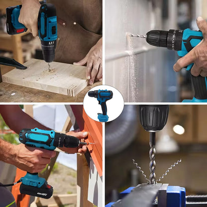 Lithium Battery Cordless Impact Drill, Multifunctional Electric Drill, Rechargeable Speed Power Tool, Screwdriver