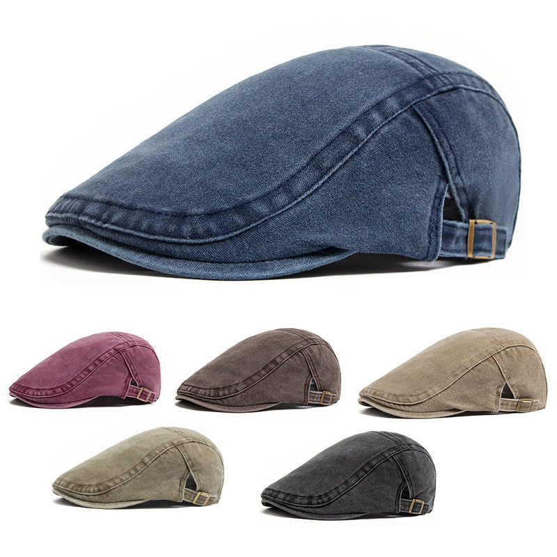 Unisex Vintage Cotton Beret Adjustable Fashion Hat, Casual Retro Newsboy Summer Autumn Flat Visor