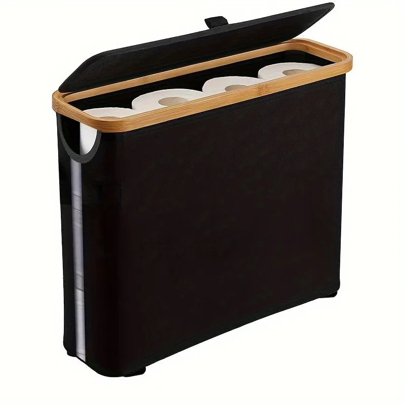 Bathroom Toilet Paper Storage Basket, Foldable Oxford Cloth Organizer With Cover, Tissue Holder, Bathroom Accessories