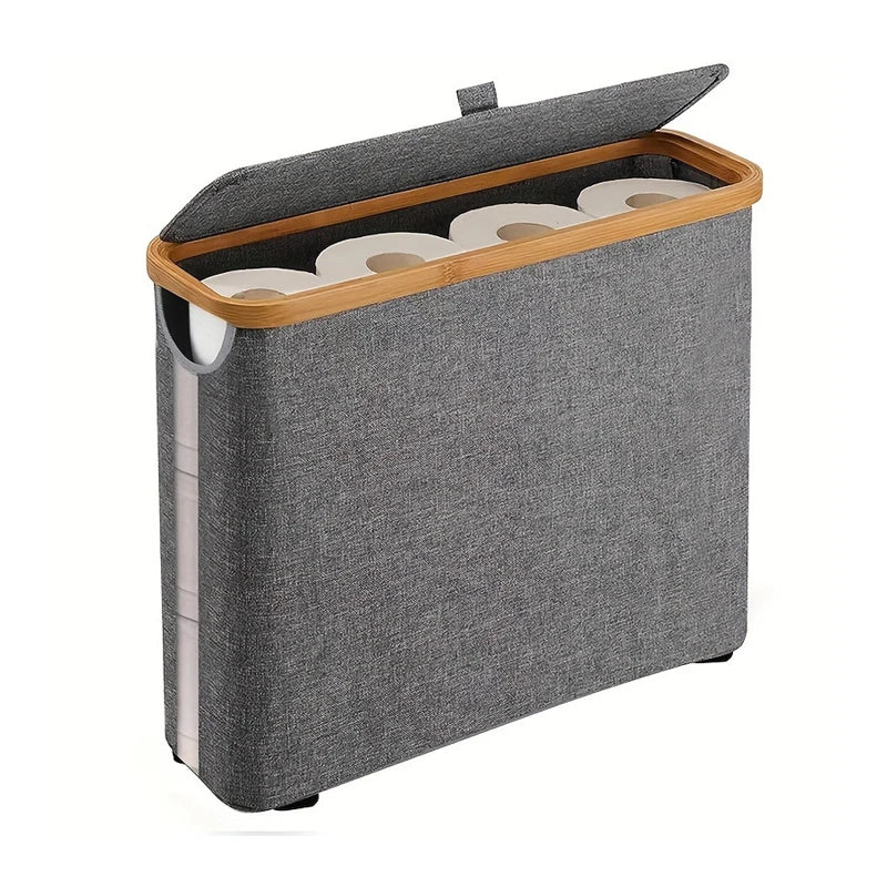 Bathroom Toilet Paper Storage Basket, Foldable Oxford Cloth Organizer With Cover, Tissue Holder, Bathroom Accessories