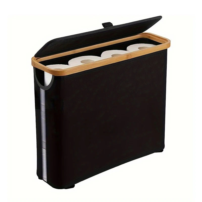 Bathroom Toilet Paper Storage Basket, Foldable Oxford Cloth Organizer With Cover, Tissue Holder, Bathroom Accessories