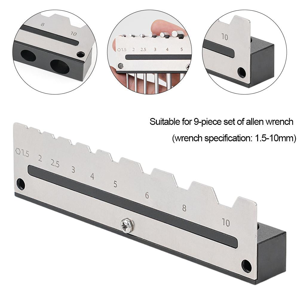 Durable Metal Wall Bracket, Hexagonal Wrench Holder, Multi Hole Storage Rack for Wood Tool
