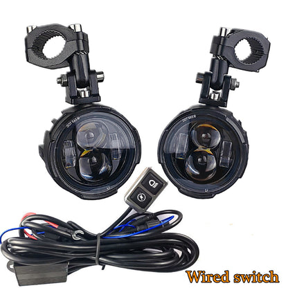 LED Motorcycle Headlight Fog Lights, Auxiliary Driving Light, Dual Color Flasher Lamp