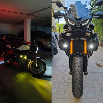 LED Motorcycle Headlight Fog Lights, Auxiliary Driving Light, Dual Color Flasher Lamp