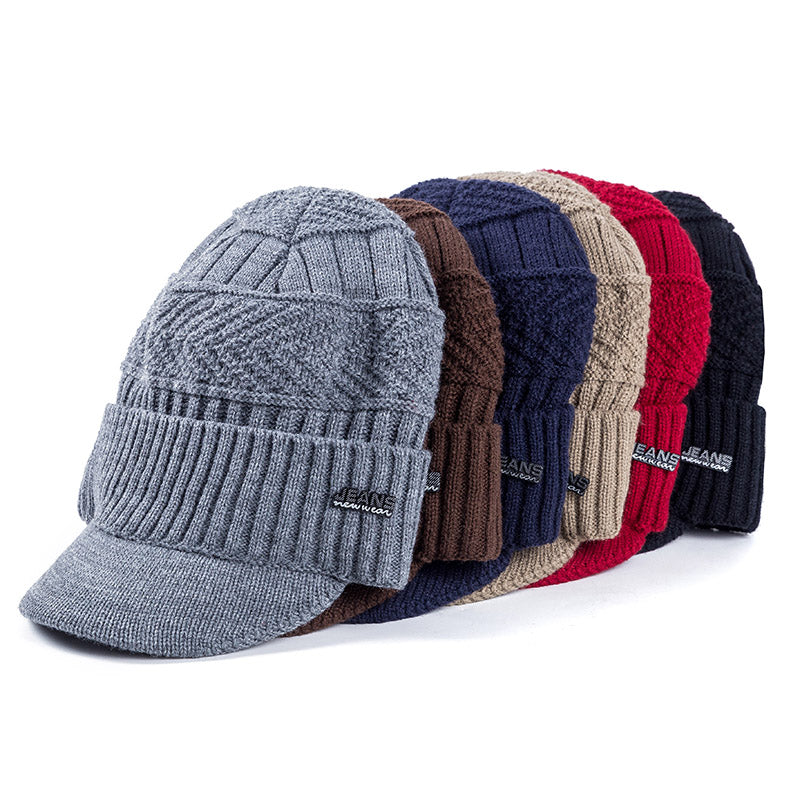 Stylish Unisex Warm Winter Hats, Add Fur Lined Soft Beanie Cap With Brim, Thick Knitted Hats For Men & Women