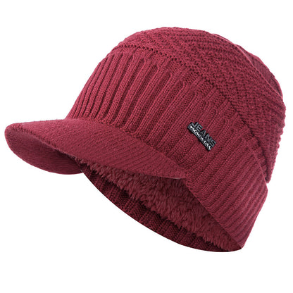 Stylish Unisex Warm Winter Hats, Add Fur Lined Soft Beanie Cap With Brim, Thick Knitted Hats For Men & Women