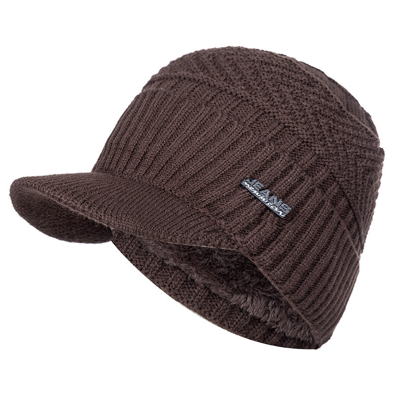Stylish Unisex Warm Winter Hats, Add Fur Lined Soft Beanie Cap With Brim, Thick Knitted Hats For Men & Women