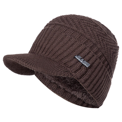 Stylish Unisex Warm Winter Hats, Add Fur Lined Soft Beanie Cap With Brim, Thick Knitted Hats For Men & Women