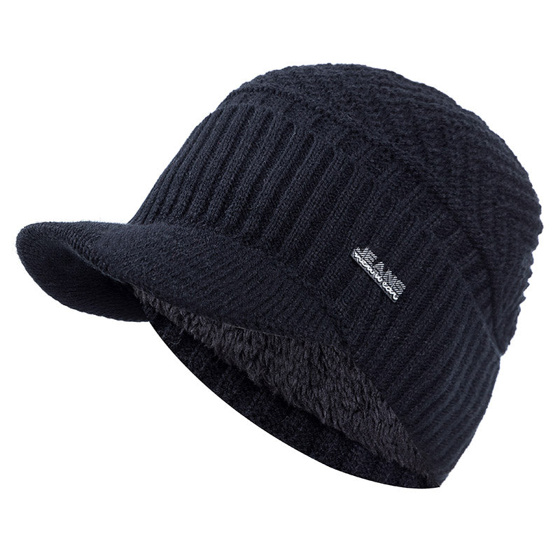 Stylish Unisex Warm Winter Hats, Add Fur Lined Soft Beanie Cap With Brim, Thick Knitted Hats For Men & Women